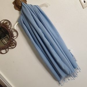 LIGHT BLUE PSEUDO PASHMINA WITH FRINGE